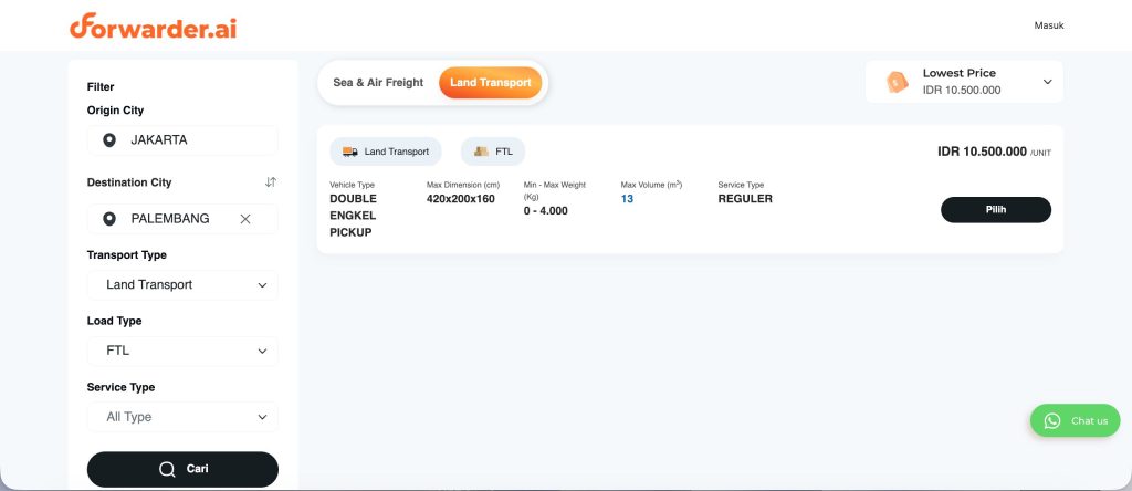 Cek Tarif FCL Instan