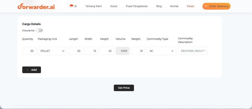Langkah Booking Pengiriman FTL di Forwarder.ai