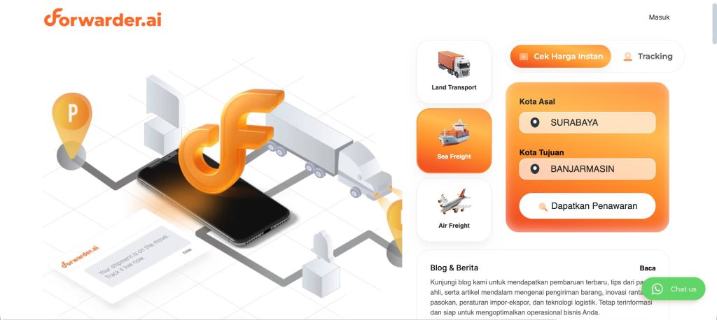 Cek tarif FCL Forwarder.ai